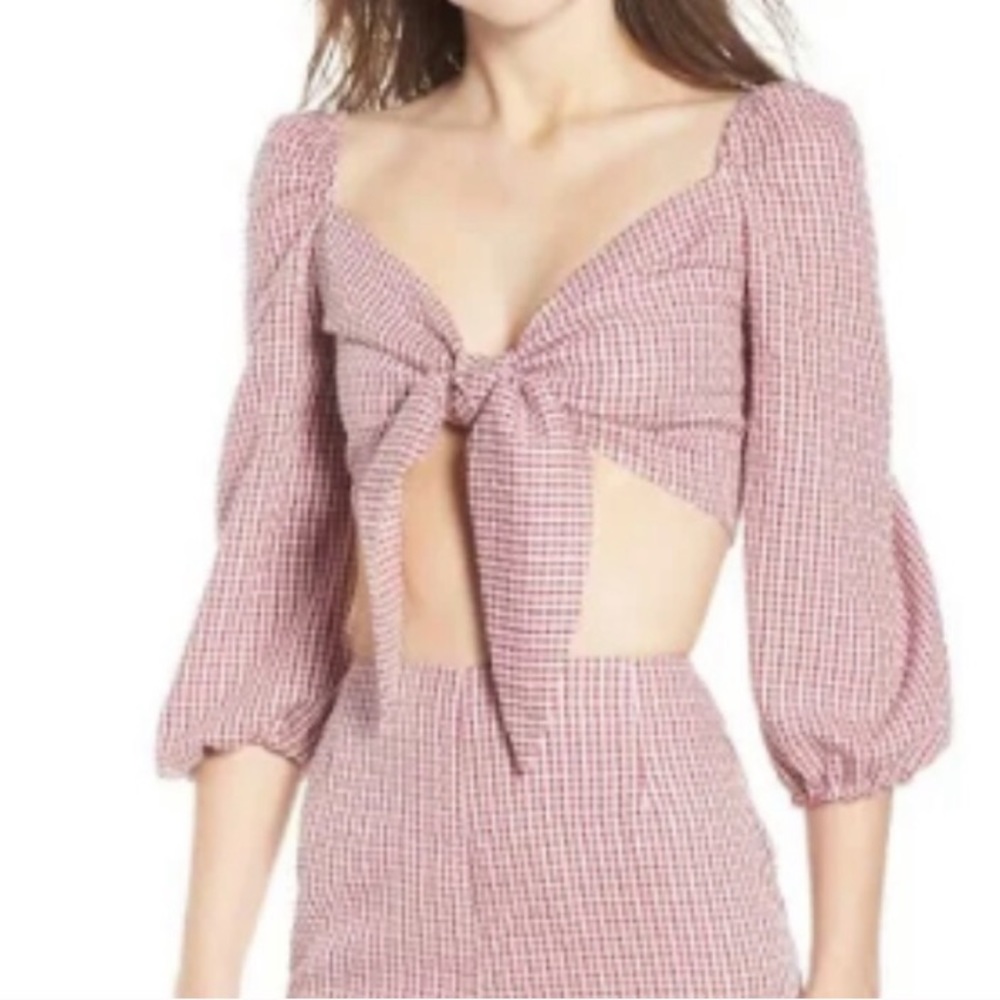 Wayf - Digby Tie Front Crop Top